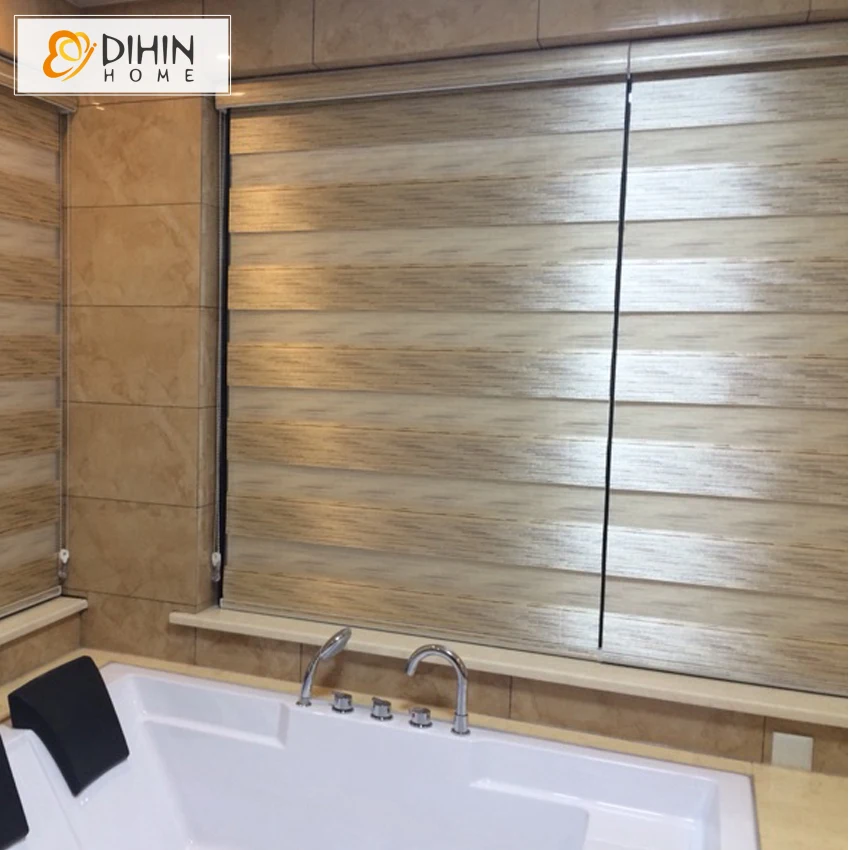 

DIHIN HOME Luxury 4 Colors Blackout Curtains Double Layer Zebra Blinds Rollor Blind Easy Install Custom Size