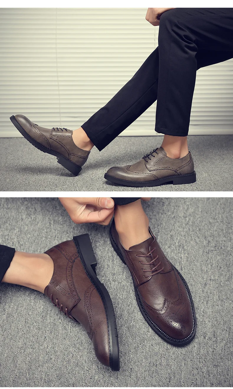 NPEZKGC Spring Big Size Men Leather Shoes Fashion Dress Business Shoes Lace Up Men Formal Oxfords Shoes For Men Wedding Shoes