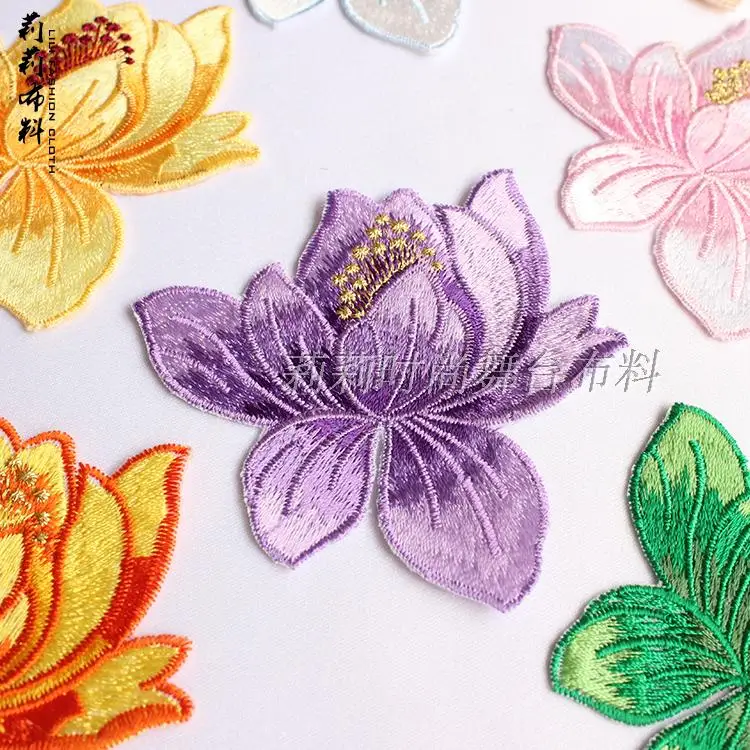 Ткань для вышивки лотоса нашивка на куртку платье наклейка декоративные