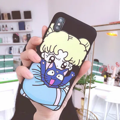 SAM S10 plus милый Сейлор Мун чехол для телефона для samsung Galaxy S10/S10e/S9 plus/S9/S8 розовая девушка мягкая задняя крышка Капа Coque - Цвет: As shown in