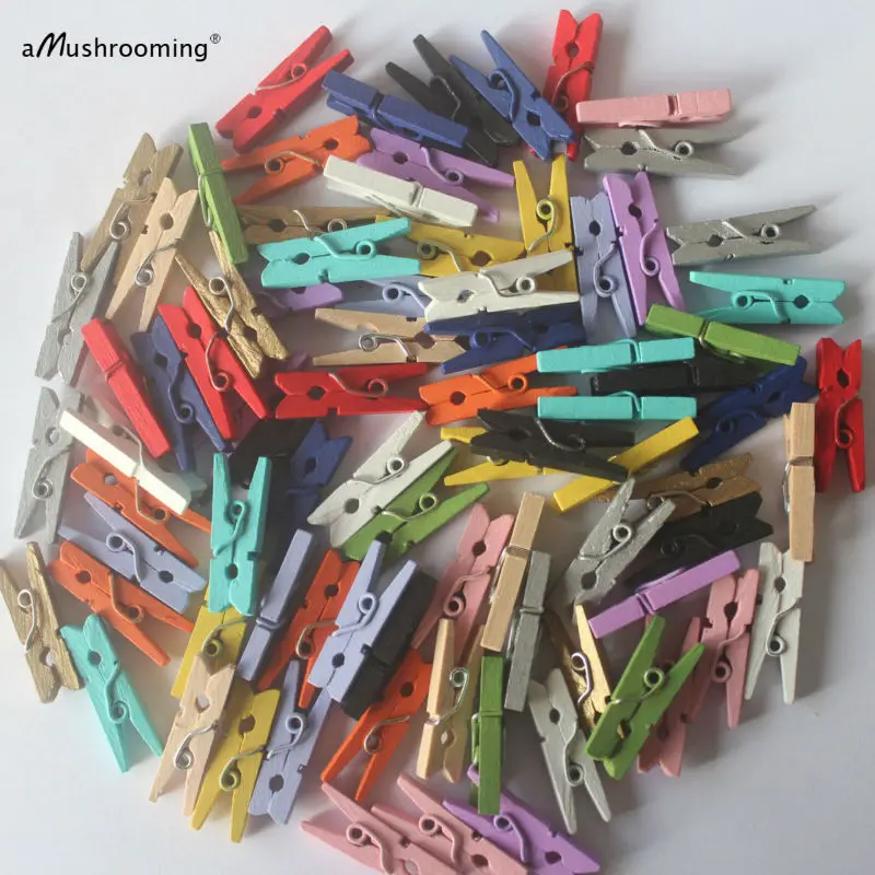 X500 цветные деревянные Мини прищепки для одежды | Деревянный зажим Крошечные