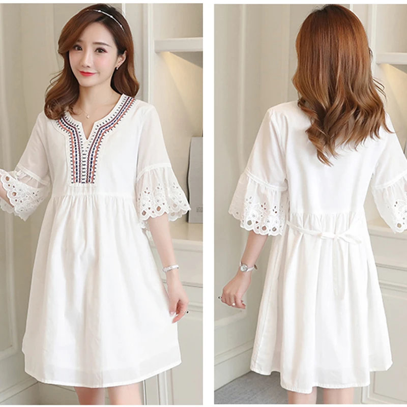 OkayMom летние платья для беременных Корейская одежда повседневное свободное