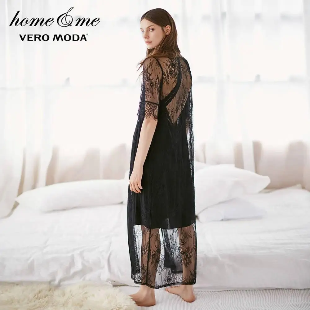 Vero Moda женское сексуальное кружевное платье халат | 3174R1507 - Цвет: Black