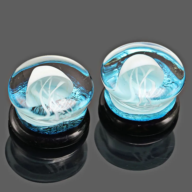 2 шт./лот Медузы стеклянные затычки для ушей и тоннели измерительные серьги