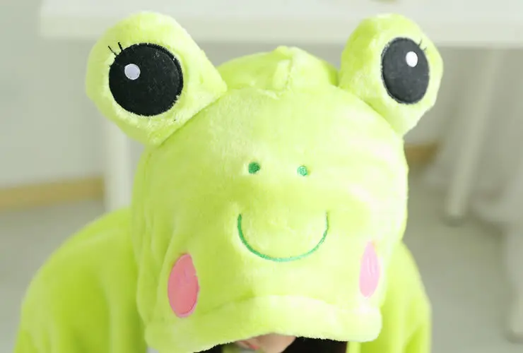 Для детей и взрослых лягушка onesies фланелевые пижамы One Piece унисекс с капюшоном