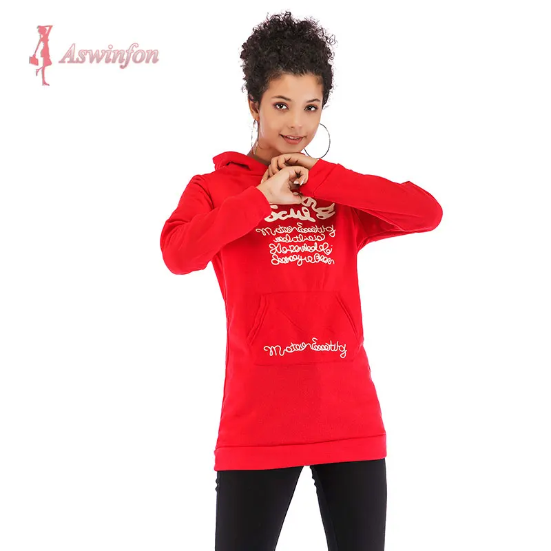 Женская толстовка с капюшоном и надписью Aswinfon бархатный пуловер длинным рукавом