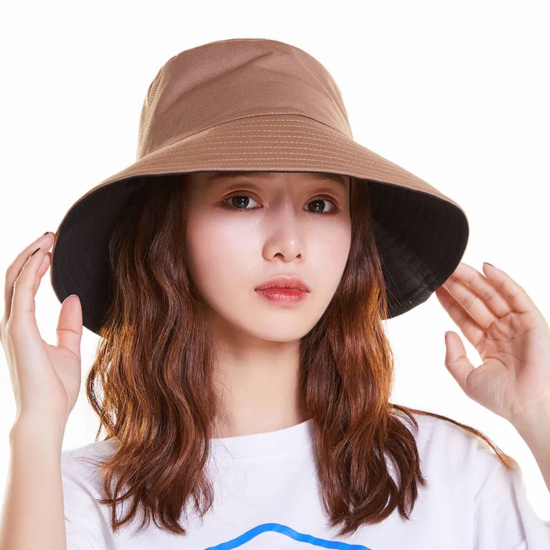 Однотонные хлопковые складной Для женщин женская солнцезащитный козырек летняя