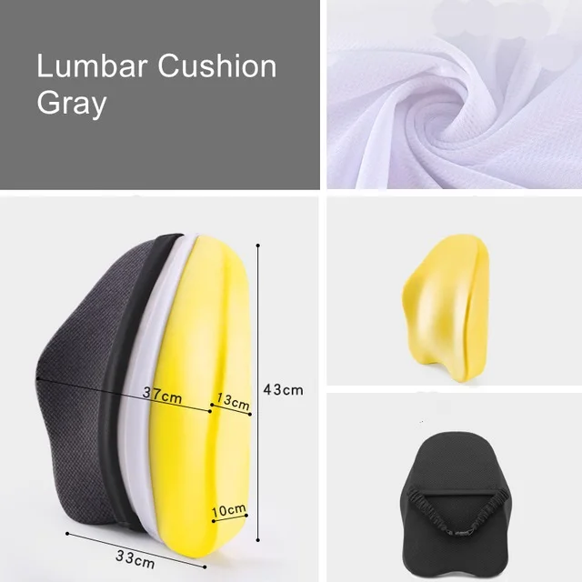Gray Подушка для спины с эффектом памяти, поясничная поддержка, для компьютера/офисного стула, автомобильное кресло, кресло с откидывающейся спинкой, боль в пояснице, радикулит, Твердые Подушки - Цвет: Gray