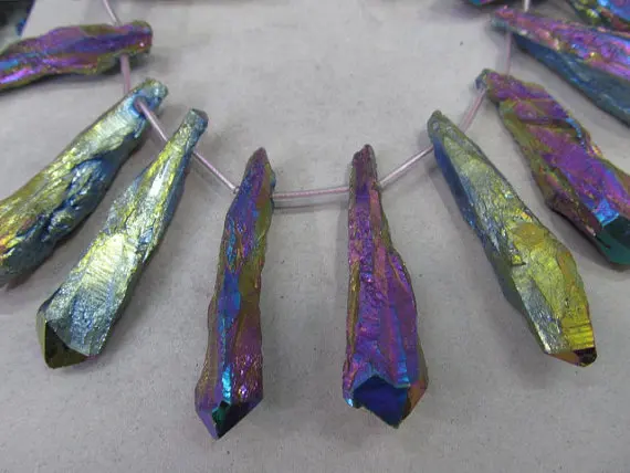 

20%off--15-50mm full strand Natural Rock Quartz ,drop freeform blue green puprle rose pink red blue rainbow mixed bead