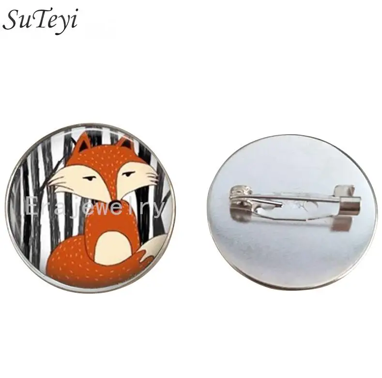 silver SUTEYI, классический стиль, винтажная Лисичка, брошь на булавке, ювелирное изделие, стекло, лесное создание, акварельные броши, животное, художественное изображение, ювелирное изделие - Окраска металла: silver
