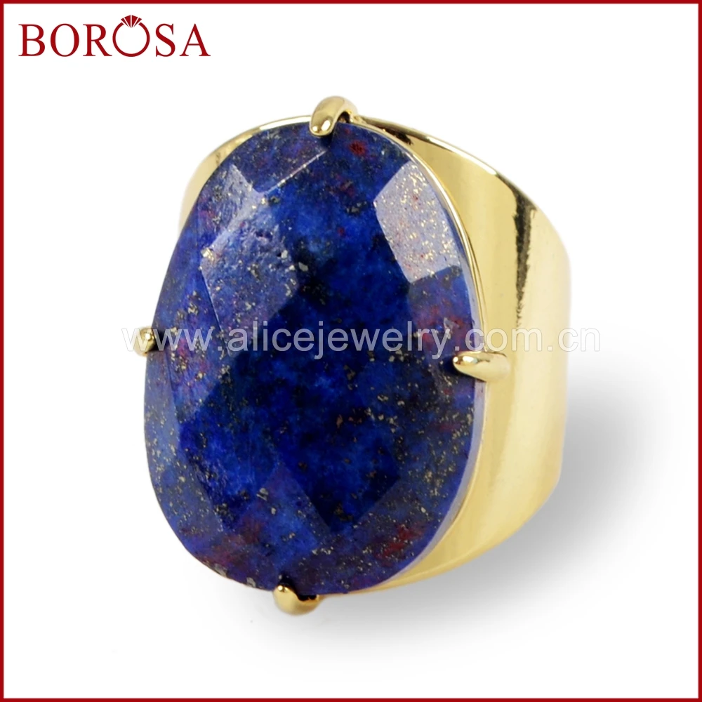 Кольцо BOROSA ZG0321 с ограненными камнями ювелирное изделие под золото в форме яйца