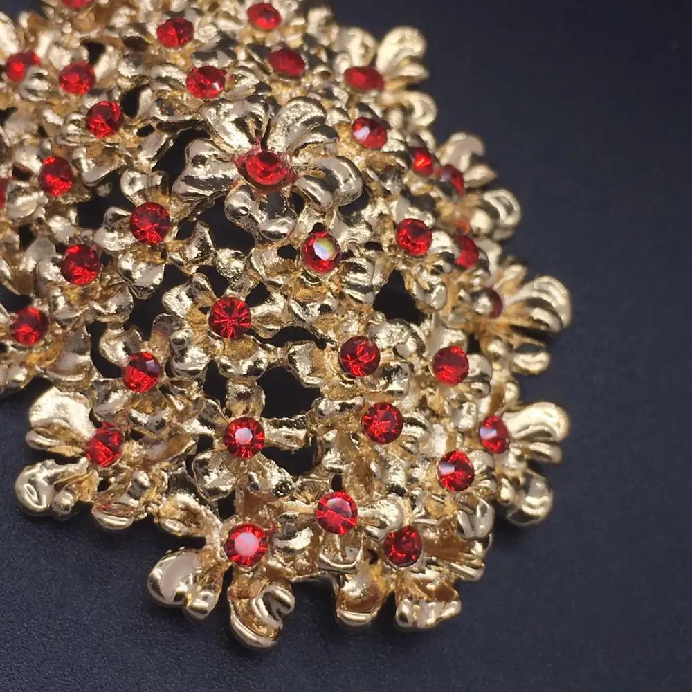 2019 новые винтажные комплекты украшений для женщин Красный Хрустальный полый