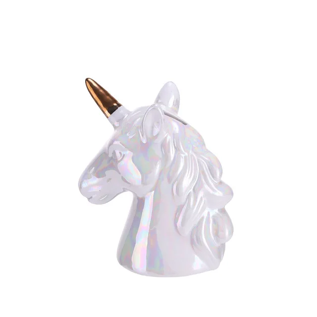 white Nordic unicorn piggy bank ceramic crafts home decoration bedroom decorations piggy bank Decor Gift Living room decoration - Цвет: white