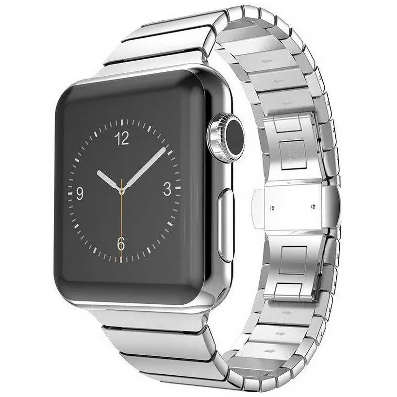 Ремешок из нержавеющей стали с застежкой-бабочкой для Apple Watch 5, 4, 3, 2, ремешок для браслета 38 мм, 40 мм, 42 мм, 44 мм, браслет iWatch - Цвет ремешка: Silver