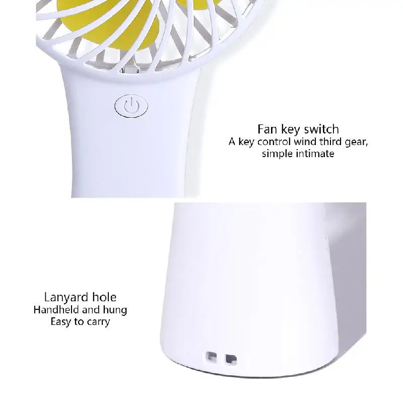 

Portable Handheld USB Rechargeable Mini Cute Fan 3 Modes Speed Fan Air Cooler
