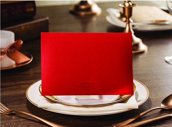 Personalized Elegant Floral Laser Cut Red flower design Wedding Invitation card 30SET/LOT Free Printing | Дом и сад