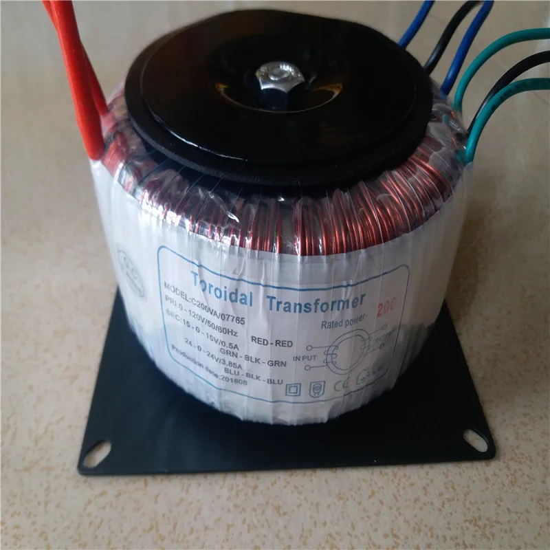 24V-0-24V 3.85A 15V-0-15V 0.5A Кольцевой трансформатор 200VA 120В вход медный изготовленный на