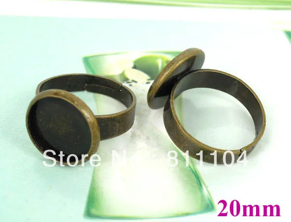 

20mm Antique Bronze Plt Copper Round Circle Edge Bezel Tray Cap Finger Rings Settings Blank Cameo Jewelry Findings Wholesale