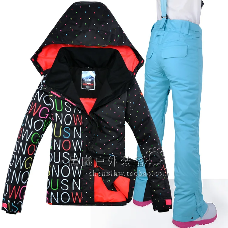 Женский лыжный костюм s GSOU ветрозащитная водонепроницаемая куртка и штаны для
