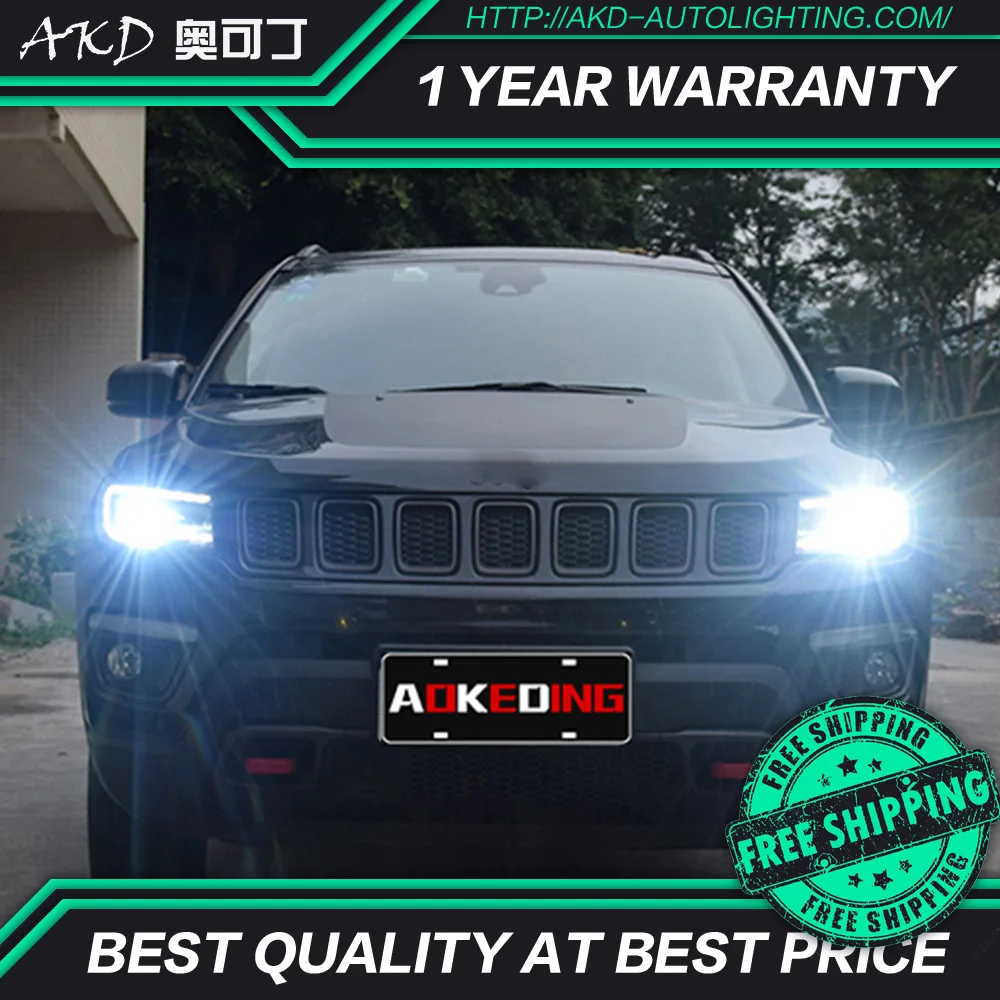 AKD тюнинг Автомобильные фары для Jeep Compass светодиодные фары DRL ходовые огни Биксеноновые Противотуманные фары ангельские глазки авто уровень