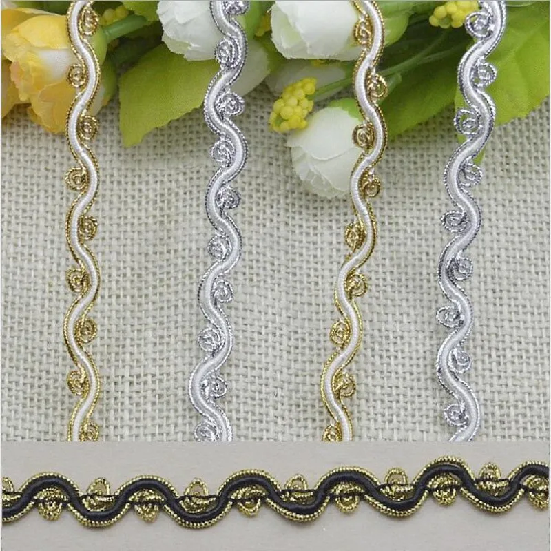 Лента декоративная кружевная золотистая 10 м 1 см|ribbon lace|trim ribbonlace cloth |