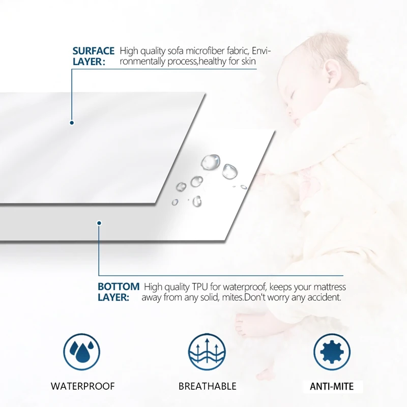 Thick Soft Waterproof Mattress Protector Cover 180×200 Solid Color Washable Bed | Дом и сад