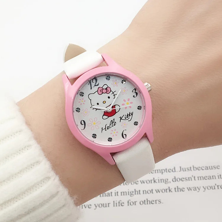 Популярные милые дети мультфильм hello Kitty студентов наручные часы Девушки Мода Водонепроницаемый Кварцевые электронные часы
