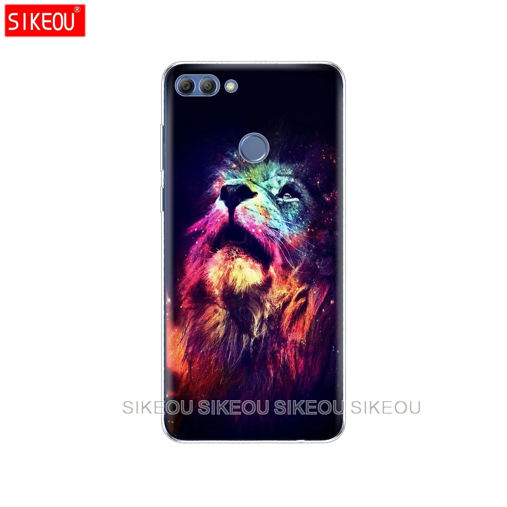 Силиконовый чехол для телефона huawei p smart чехол для psmart задняя крышка Полный 360 Защитный Волк тигр, Лев, Леопард медведь - Цвет: 10112