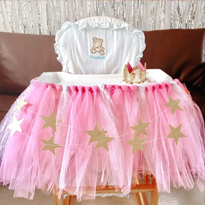 Туту Тюль Таблица юбки стульчик Декор Baby Shower украшения для мальчиков и девочек