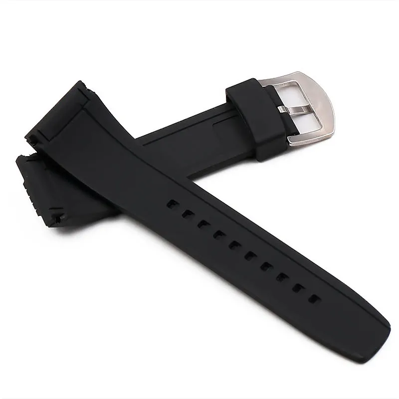 Silicone strap men's watch accessories pin buckle 26mm for SeikoVELATURA series outdoor sports waterproof rubber strap women