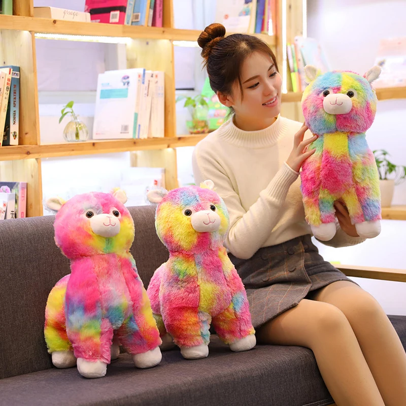 Оптовая продажа мультфильм милые плюшевые Радуга Альпака Куклы Мягкие животные