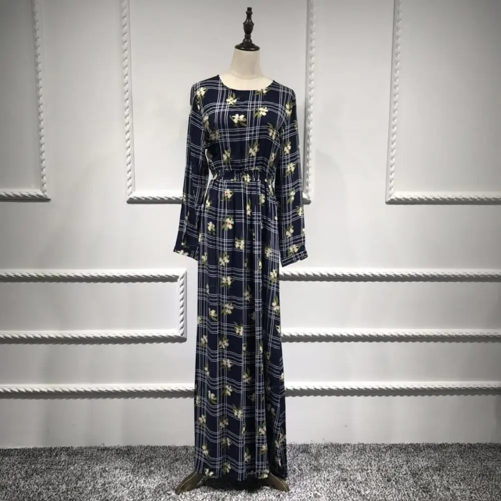 Женское платье макси в этническом стиле с принтом и круглым вырезом | Женская