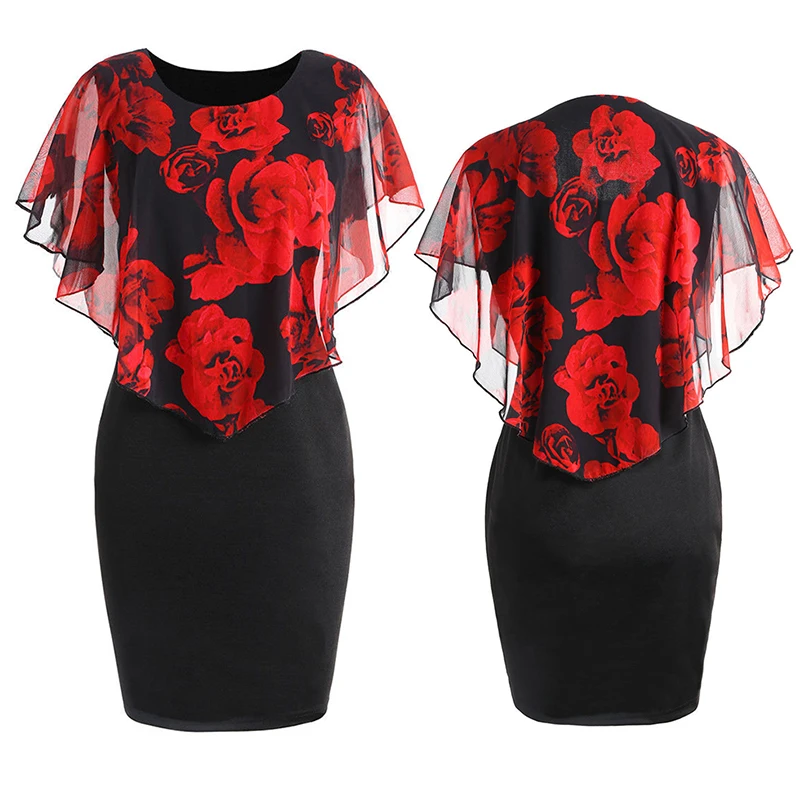 Розовое платье с цветочным рисунком на День святого Валентина шифоновое