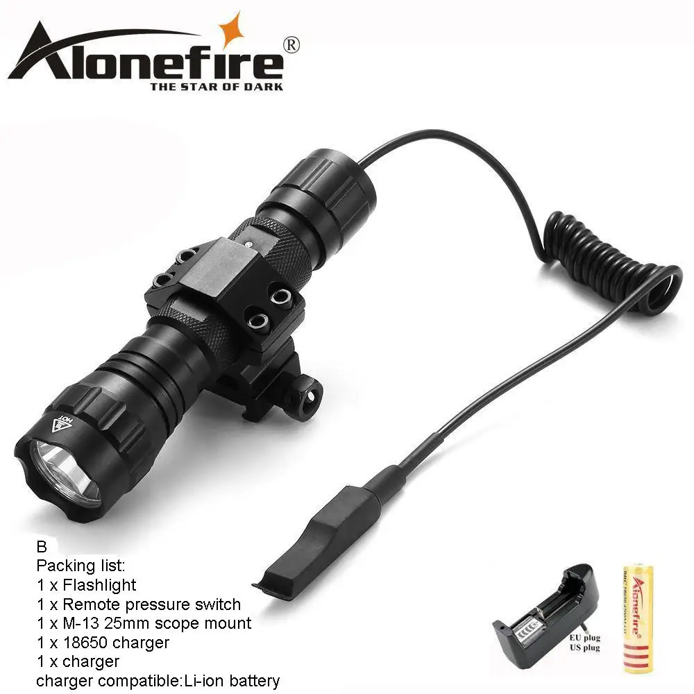 Tactics flashlight B Тактический фонарь AloneFire 501Bs 501B для охотничьей винтовки, фонарь для стрельбы из ружья, крепление для стрельбы+ тактическое крепление+ пульт дистанционного управления - Испускаемый цвет: Tactics flashlight B