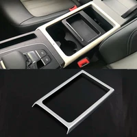 car styling abs chrome matte carbon fiber look interior armrest box front water cup frame cover trim for audi q5 fy 2018 2019