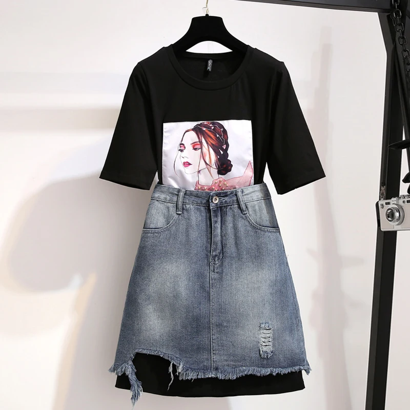 Мода 2019 летние женские бисерный принт длинная с коротким рукавом футболка