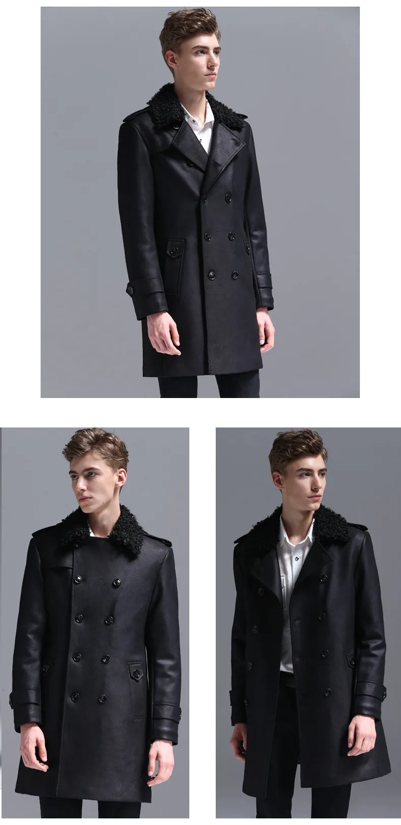 Suede Leather Trench Coat Men Windbreaker Warm Winter Cloak Mens Long Coat Plus Size 5xl 6xl Male Overcoat Korean Style Clothing