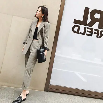 Женский костюм из двух предметов высококачественный в клетку с сердечками