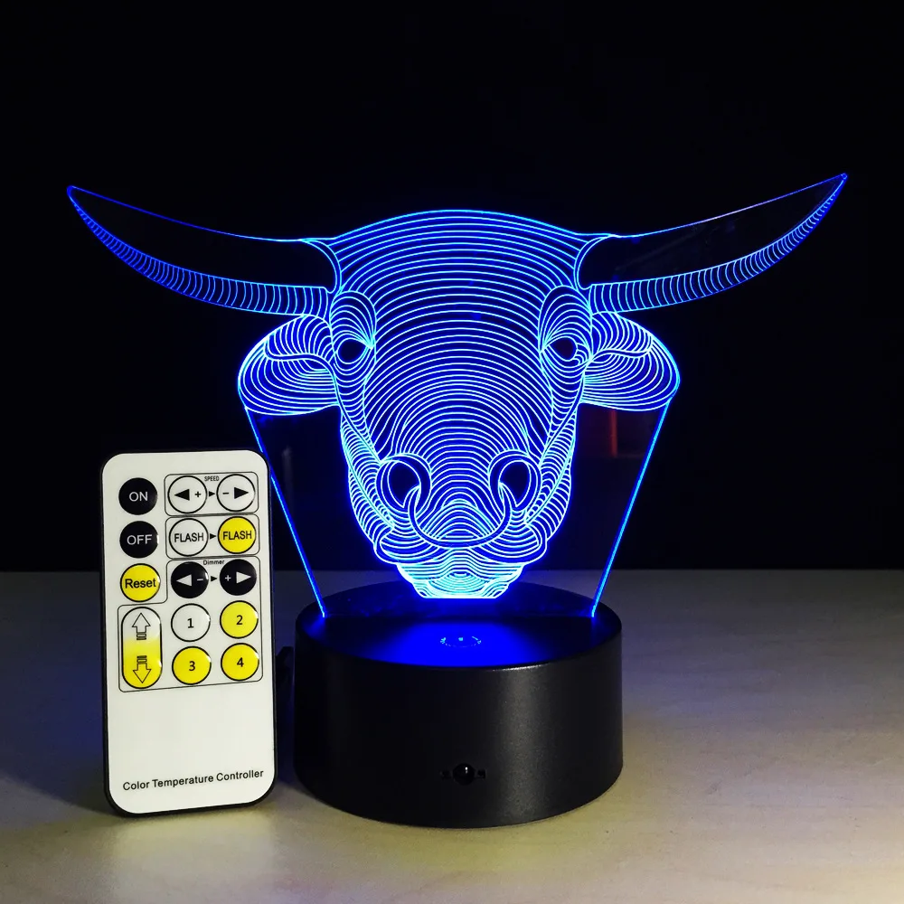 Новая голова 3d лампа креативная светодиодная 7 красочных сенсорных Usb настольных ламп акриловый подарок на Хэллоуин СВЕТОДИОДНЫЙ Ночной светильник Настольная лампа