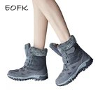 Женские теплые ботинки EOFK, зимние уличные замшевые ботинки с мехом и высоким берцем, Короткие Плюшевые снегоступы