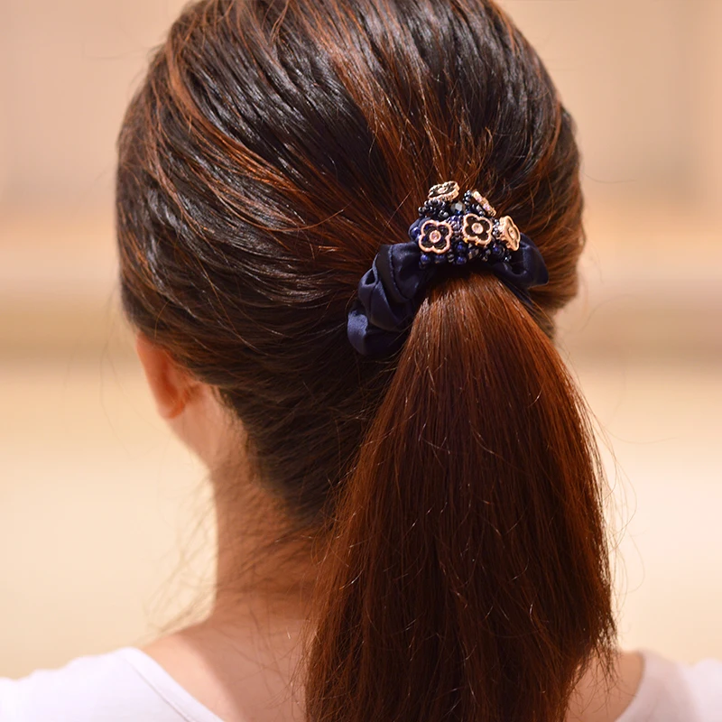 Women headband flower hairband vintage elastic hair bands beads accessories for girls |