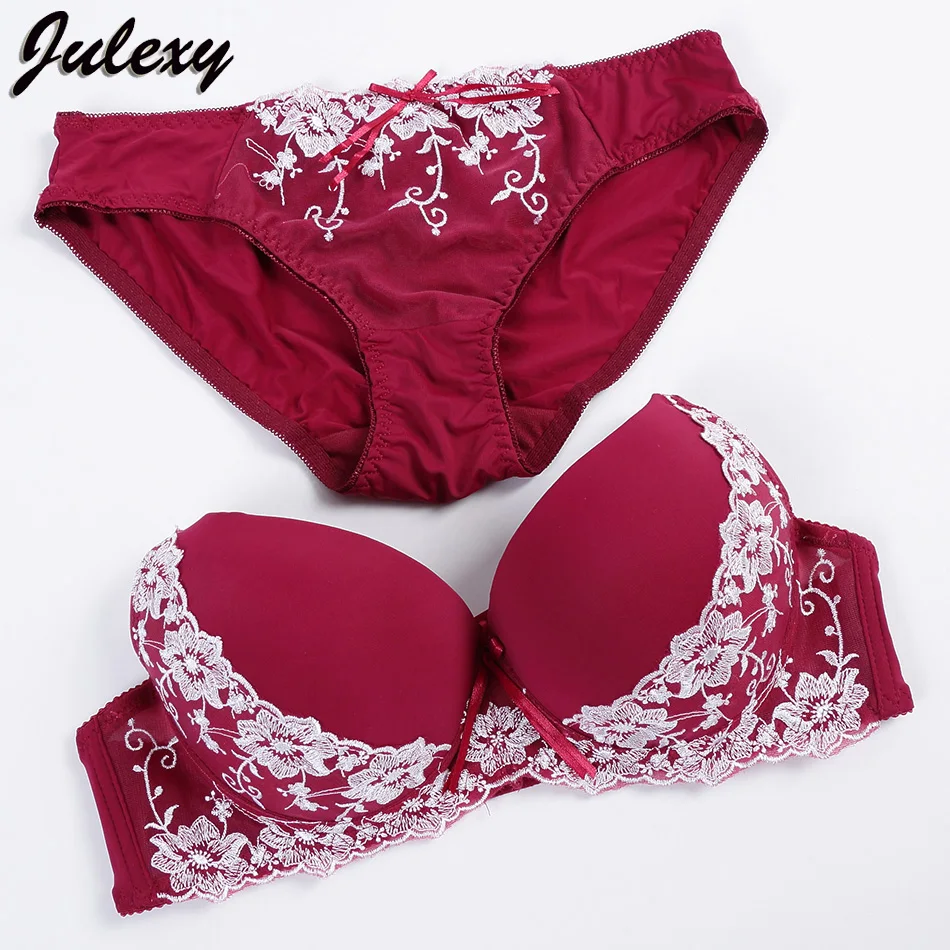 

Julexy Brand Embroidery BCD Women Bra Set France Large Size Bra Brief Sets Cotton Sexy Push Up Lace Underwear Big Panty Set