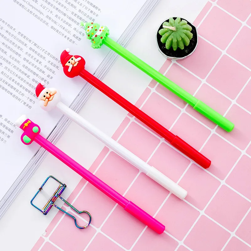 

1Pc Creative Christmas Gel Pen Black Ink School Supplies Writing Tools For Kids Xmas Gift 0.5mm Random Color Free Shipping