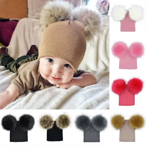 AU STock Kids Baby Boy Girl Pom Hat Winter Warm Crochet Knit Bobble Beanie Cap | Детская одежда и обувь