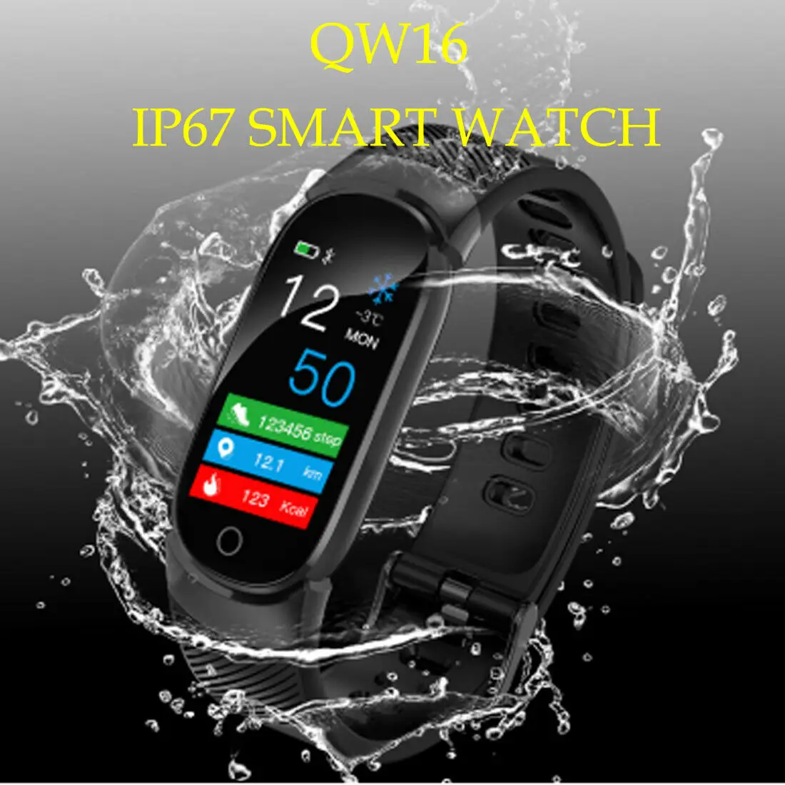 QW16 IP67 Bluetooth Смарт-браслет монитор сердечного ритма кровяного давления часы