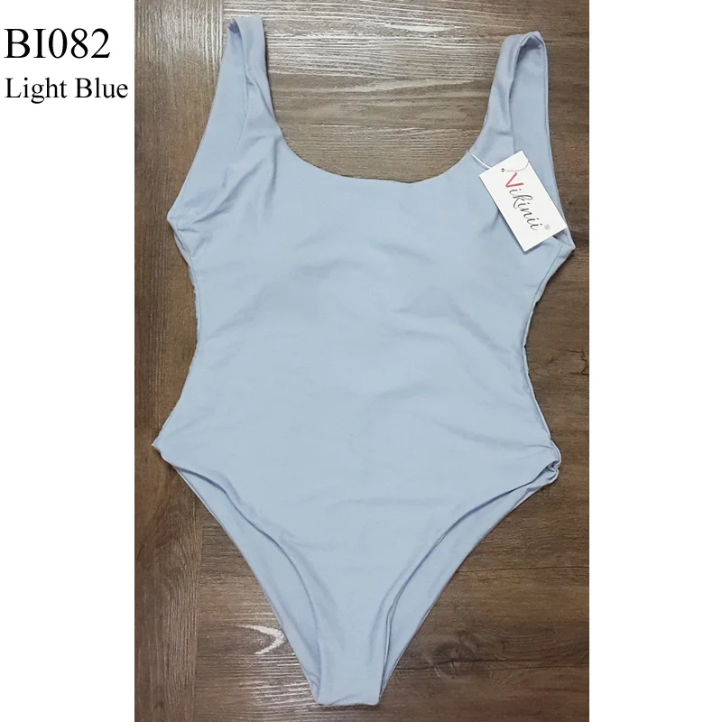 GZ082LightBlue VIKINII белый сексуальный винтажный женский купальник, черный купальник с высокой посадкой, женский слитный купальник для девушек, traje de bano mujer - Цвет: GZ082LightBlue