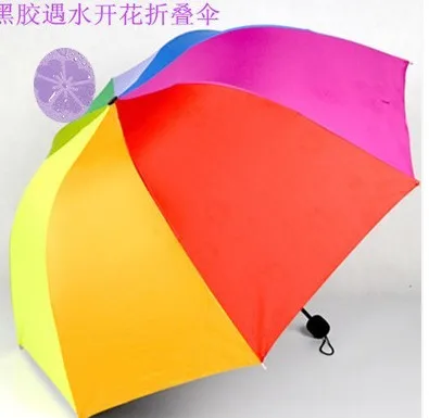 Женский зонт Радужный трехскладной красочный женский от солнца и дождя цветущий
