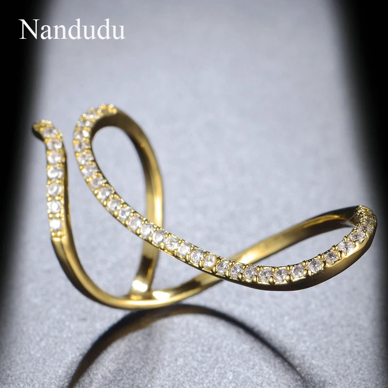 Nandudu New Arrival Curved Ring Adjust Size for Women Girl Fashion Jewelry Gift Party Wedding Engagement Accessories R1165 | Украшения и