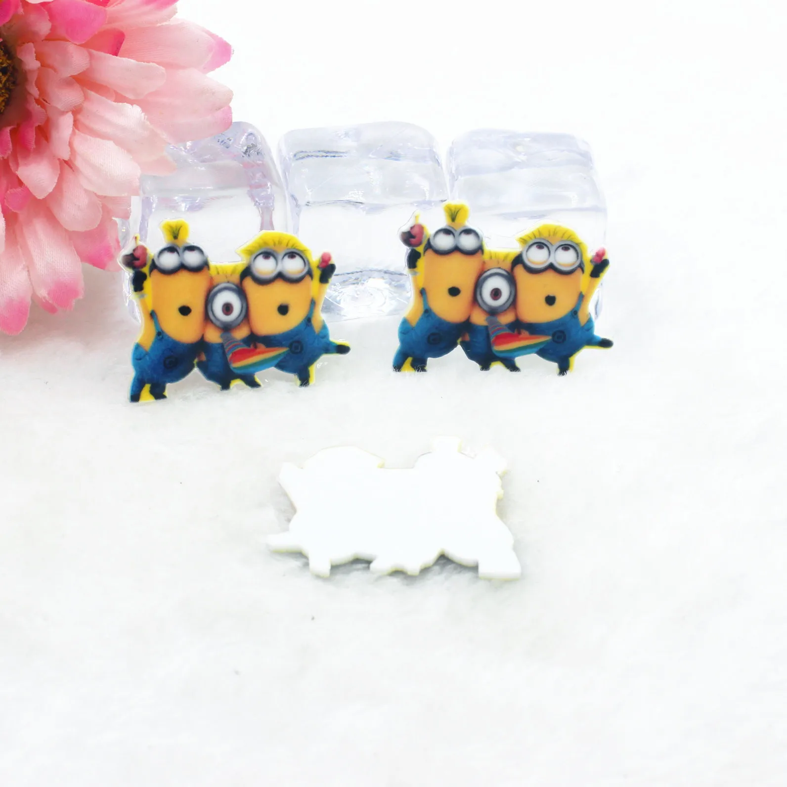 Kawaii Мультфильм плоское заднее украшение из смолы Гадкий я фигурка Миньоны дома