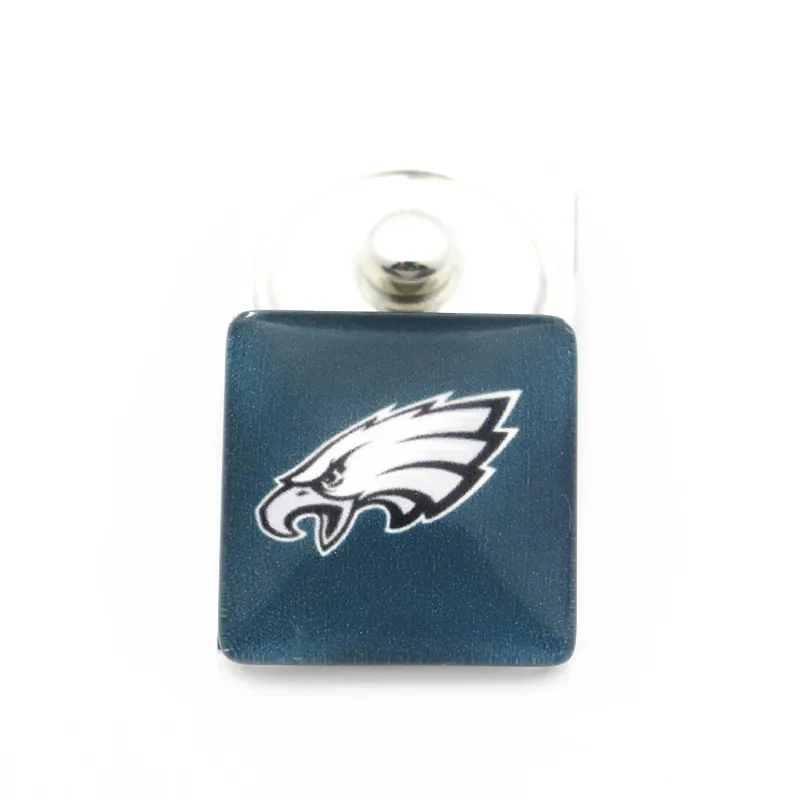 20 шт./лот, стекло Philadelphia Eagles, Футбольная команда, талисманы на кнопках, 18 мм, сделай сам, браслет, сменные пуговицы, ювелирные изделия - Окраска металла: 20mm suqare